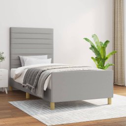 Cadru de pat cu tablie, gri deschis, 80x200 cm, textil GartenMobel Dekor