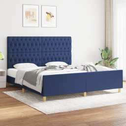 Cadru de pat cu tablie, albastru, 180x200 cm, textil GartenMobel Dekor