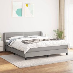 Pat continental cu saltea, gri deschis, 160x200 cm, textil GartenMobel Dekor