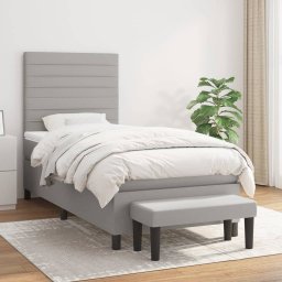 Pat continental cu saltea, gri deschis, 80x200 cm, textil GartenMobel Dekor