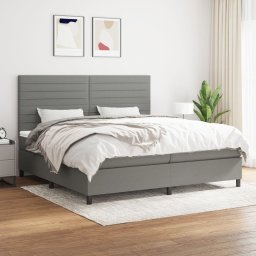 Pat box spring cu saltea, gri închis, 200x200 cm, textil GartenMobel Dekor