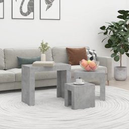 Masute de cafea suprapuse, 3 buc., gri beton, PAL GartenMobel Dekor