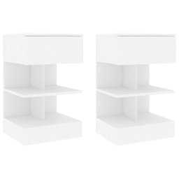 Noptiere, 2 buc., alb, 40x35x65 cm, PAL GartenMobel Dekor