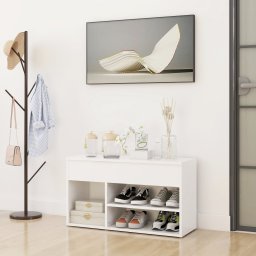 Bancheta pantofar, alb, 80x30x45 cm, PAL GartenMobel Dekor