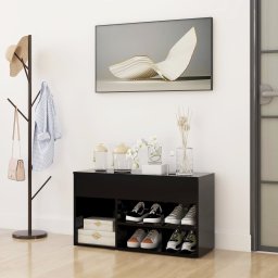 Bancheta pantofar, negru, 80x30x45 cm, PAL GartenMobel Dekor