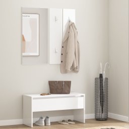 Set de mobilier pentru hol, alb extralucios, lemn prelucrat GartenMobel Dekor