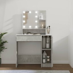 Masa de toaleta cu LED, gri beton, 86,5x35x141 cm GartenMobel Dekor
