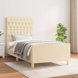Cadru de pat cu tablie, crem, 90x190 cm, textil GartenMobel Dekor