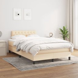 Pat box spring cu saltea, crem, 120x200 cm, textil GartenMobel Dekor