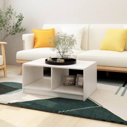 Masuta de cafea, alb, 75x50x33,5 cm, lemn masiv de pin GartenMobel Dekor