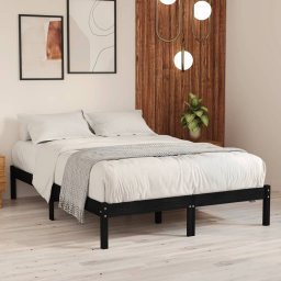Cadru de pat, negru, 140x190 cm, lemn masiv de pin GartenMobel Dekor