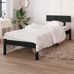 Cadru de pat, negru, 90x200 cm, lemn masiv de pin GartenMobel Dekor