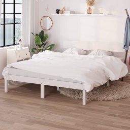 Cadru de pat UK King, alb, 150x200 cm, lemn masiv pin GartenMobel Dekor