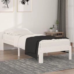 Cadru de pat mic single, alb, 75x190 cm, lemn masiv GartenMobel Dekor