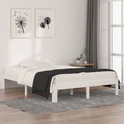 Cadru de pat dublu, alb, 135x190 cm, lemn masiv GartenMobel Dekor