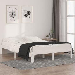 Cadru de pat, alb, 140x190 cm, lemn masiv de pin GartenMobel Dekor