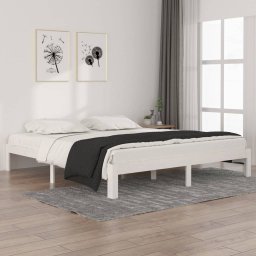 Cadru de pat Super King, alb, 180x200 cm, lemn masiv GartenMobel Dekor
