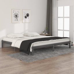 Cadru de pat, gri, 200x200 cm, lemn masiv de pin GartenMobel Dekor