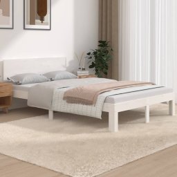 Cadru de pat mic dublu, alb, 120x190 cm, lemn masiv GartenMobel Dekor