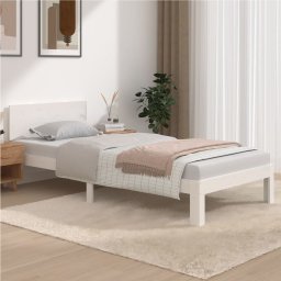 Cadru de pat, alb, 90x200 cm, lemn masiv de pin GartenMobel Dekor