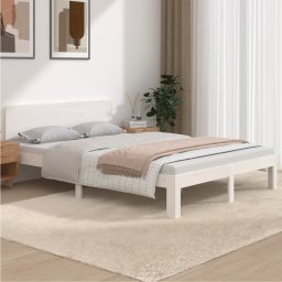 Cadru de pat King Size, alb, 150x200 cm, lemn masiv GartenMobel Dekor
