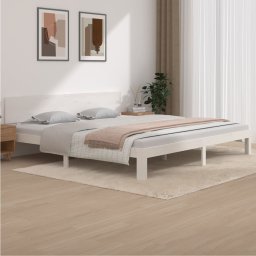 Cadru de pat, alb, 200x200 cm, lemn masiv de pin GartenMobel Dekor