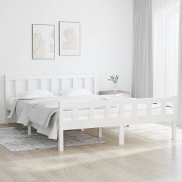 Cadru de pat King Size, alb, 150x200 cm, lemn masiv GartenMobel Dekor
