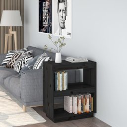 Biblioteca, negru, 60x35x71 cm, lemn masiv de pin GartenMobel Dekor