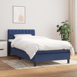 Pat box spring cu saltea, albastru, 100x200 cm, textil GartenMobel Dekor