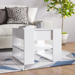 Masuta de cafea, alb, 55,5x55x45 cm, lemn prelucrat GartenMobel Dekor