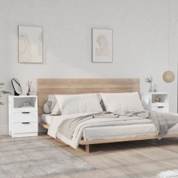 Noptiere, 2 buc., alb, lemn prelucrat GartenMobel Dekor