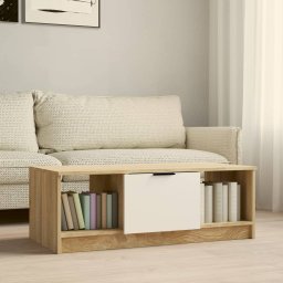 Masuta cafea, alb / stejar sonoma, 102x50x36 cm, lemn prelucrat GartenMobel Dekor