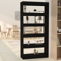 Biblioteca/Separator camera, negru, 80x30x166 cm, PAL GartenMobel Dekor