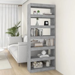 Biblioteca/Separator camera, gri beton, 80x30x198 cm, PAL GartenMobel Dekor