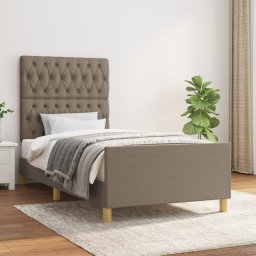Cadru de pat cu tablie, gri taupe, 90x200 cm, textil GartenMobel Dekor