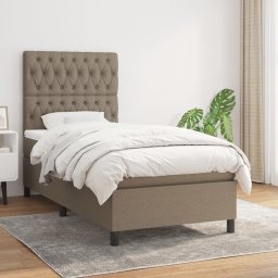 Pat box spring cu saltea, gri taupe, 90x200 cm, textil GartenMobel Dekor
