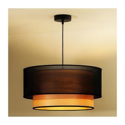 Lustră pe cablu WOOD Duolla BOHO 1xE27/15W/230V d. 45 cm negru/bej