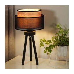 Lampă de masă WOOD Duolla BOHO 1xE27/15W/230V d. 25 cm negru/bej