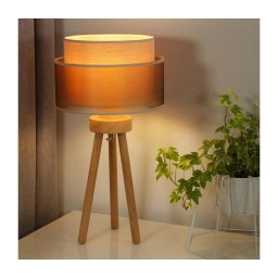 Lampă de masă WOOD Duolla BOHO 1xE27/15W/230V d. 25 cm cupru/maro/bej