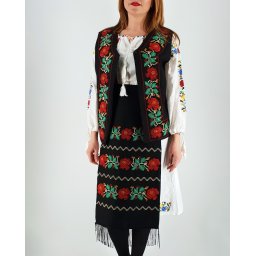 Costum Traditional Vesta si 2 Fote brodate Aurica - Marime Mare