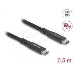 Cablu USB4 type C 20Gb/100W T-T E-Marker 0.5m brodat Negru, Delock 80023