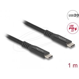 Cablu USB4 type C 20Gb/100W T-T E-Marker 1m brodat Negru, Delock 80024