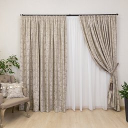 Draperie Hiko Imperial Garden bej, cu rejansa, 1 bucată