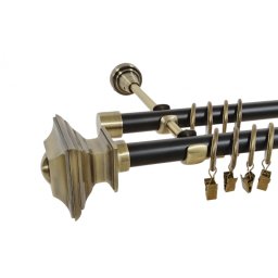 Galerie dubla duo VERDI 19/19 mm negru aur antic