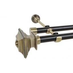Galerie dubla fara inele duo VERDI 19/19 mm negru aur antic