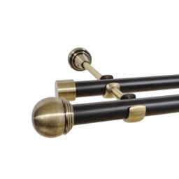 Galerie dubla fara inele duo TODI MAX 19/19 mm negru aur antic