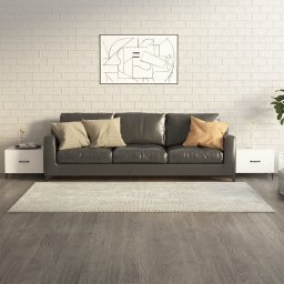 Masute de cafea cu picioare metalice, 2 buc., alb, 50x50x40 cm GartenMobel Dekor