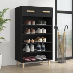 Pantofar, negru, 60x35x105 cm, lemn compozit GartenMobel Dekor