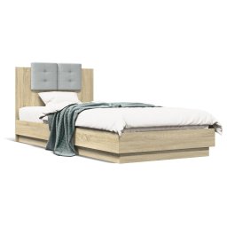 Cadru de pat cu tablie, stejar sonoma, 90x200 cm lemn prelucrat GartenMobel Dekor