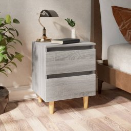 Noptiere picioare lemn masiv, 2 buc., gri sonoma, 40x35x50 cm GartenMobel Dekor